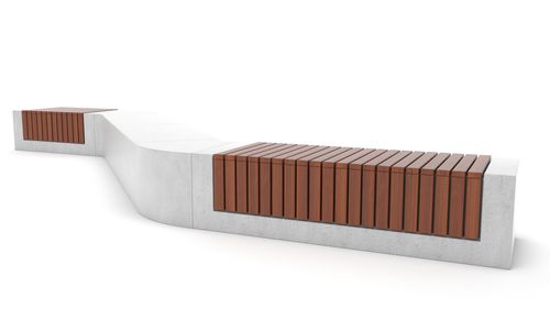 Современная общественная скамейка - RAKT - Factory Street Furniture - из лиственных пород дерева / из бетона / модульная