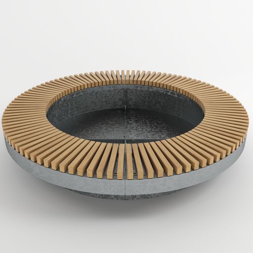 Общественная скамейка с кадкой для садовых растений - TOP HAT - Factory Street Furniture - современная / из дерева / из гальванизированной стали