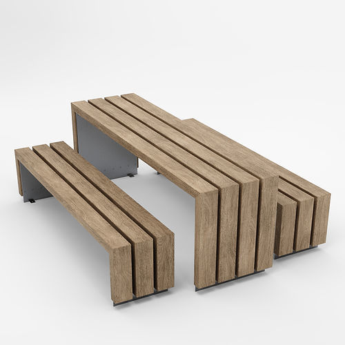 Современный стол - BLOC - Factory Street Furniture - из дерева / с основанием из нержавеющей стали / прямоугольный