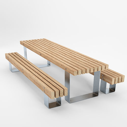 Современный стол для пикника - QUAY TABLE - Factory Street Furniture - из дерева / с основанием из оцинкованной стали / прямоугольный