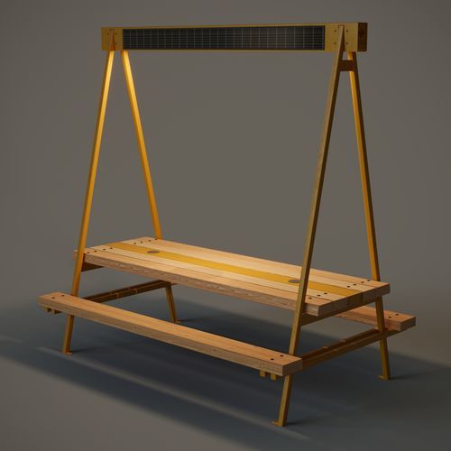 Современный стол для пикника - MEET - Factory Street Furniture - из дерева / с основанием из оцинкованной стали / прямоугольный