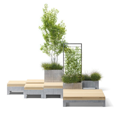 Современная общественная скамейка - Metric - Factory Street Furniture - из лиственных пород дерева / из сосны / из цельной древесины