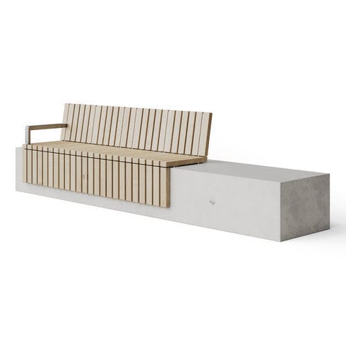 Современная общественная скамейка - SOCA X-ways Slat Downstand Seat - Factory Street Furniture - из дерева / из бетона / из металла