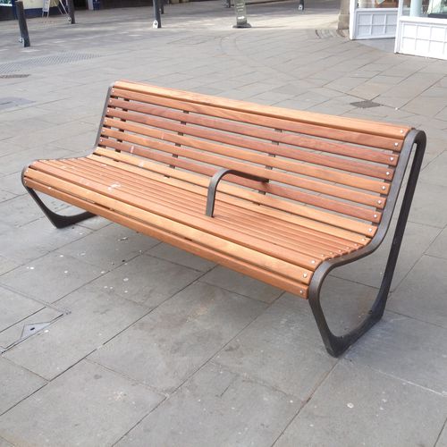 Современная общественная скамейка - CITY OF BATH - Factory Street Furniture - из дерева / из чугуна / со спинкой