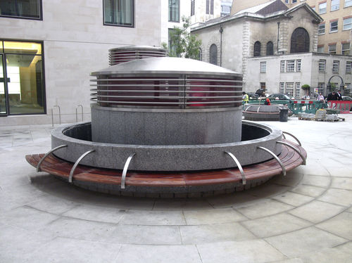Современная общественная скамейка - GRACECHURCH STREET, LONDON - Factory Street Furniture - из дерева / из нержавеющей стали / настенная