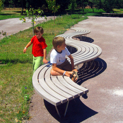 Современная общественная скамейка - SINU - Factory Street Furniture - из дерева / из нержавеющей стали / модульная