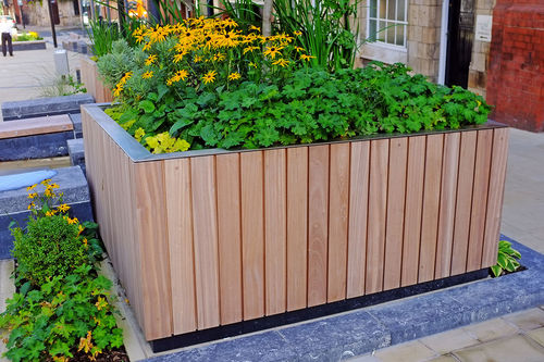 Кадка для садовых растений из нержавеющей стали - TREE - Factory Street Furniture - из гальванизированной стали / из дерева / квадратная