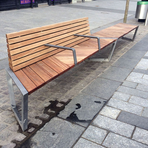 Современная общественная скамейка - STOCKTON - Factory Street Furniture - из дерева / из литого алюминия / со спинкой