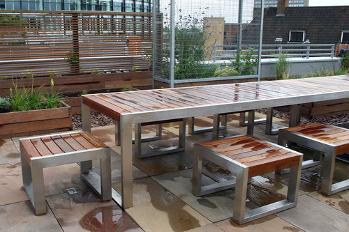 Современный табурет - SKOP - Factory Street Furniture - с основанием из нержавеющей стали / для общественных мест / для наружного применения