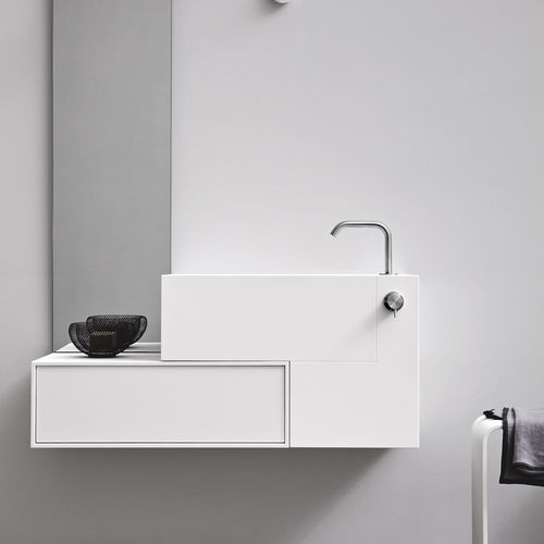 Подвесная раковина - Rexa Design - из Corian® / со встроенным ящиком / L-образная