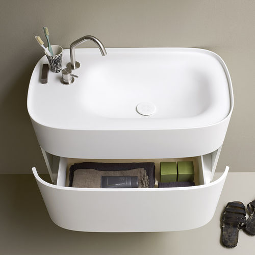 Подвесная тумба под умывальник - Rexa Design - из Corian® / современная / без дверцы
