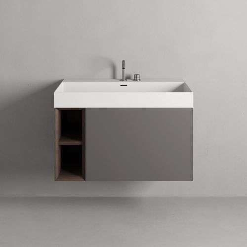 Подвесная раковина - Rexa Design - из керамики / матовая отделка / прямоугольная