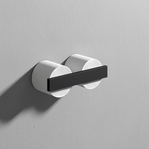 Настенный держатель для туалетной бумаги - STONE - Rexa Design - из металла / для двух рулонов / черный