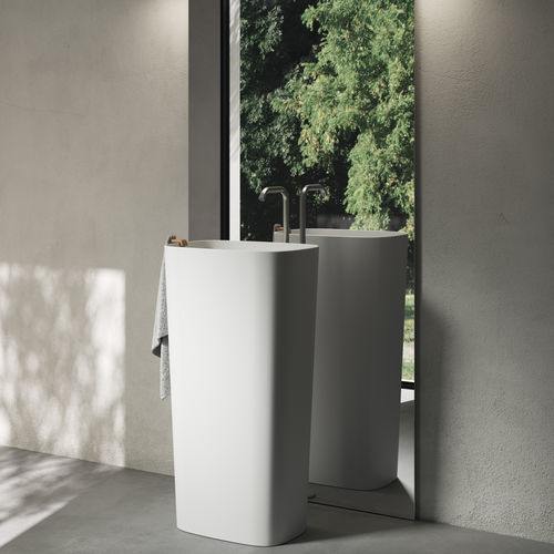 Раковина на ножке - Rexa Design - из Corian® / прямоугольная / без отверстия