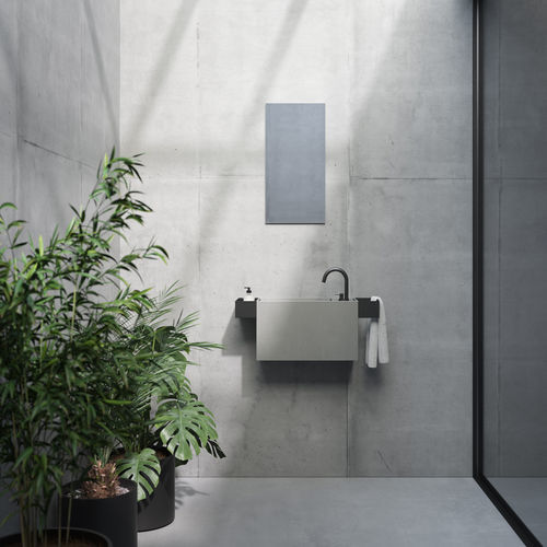 Подвесной умывальник для рук - MIGNON - Rexa Design - прямоугольный / из Solid Surface / со встроенными полотенцесушителями