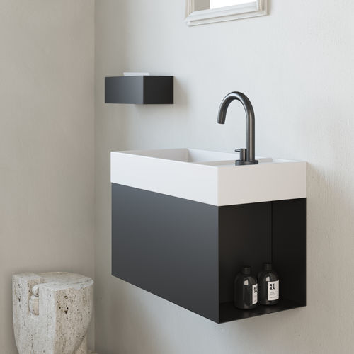 Подвесной умывальник для рук - BOX - Rexa Design - прямоугольный / из металла / из Solid Surface