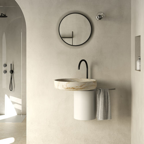 Подвесная раковина - Rexa Design - из мрамора / из Corian® / со встроенными полотенцесушителями