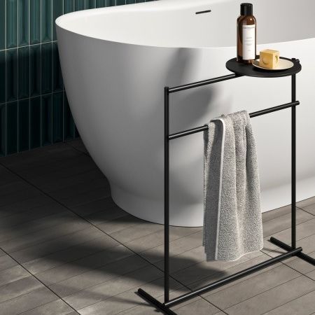 Вешалка для полотенец с держателями - Rexa Design - отдельностоящая / из металла / черная