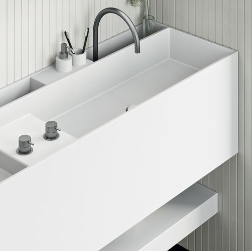 Подвесная раковина - Plan - Rexa Design - из Corian® / со встроенной столешницей / на заказ