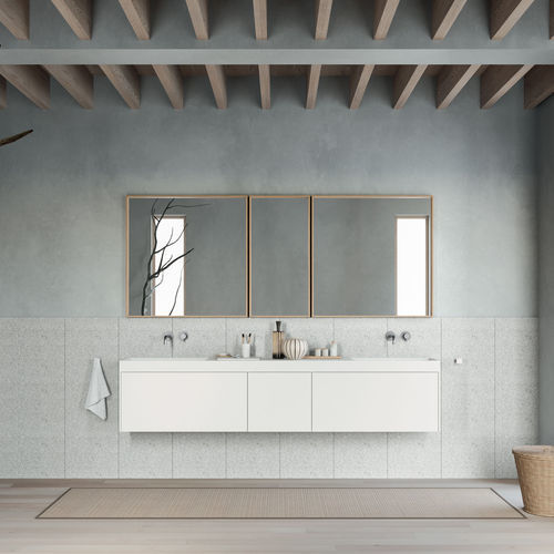 Подвесная тумба под умывальник - Rexa Design - из Corian® / современная / со встроенным шкафом
