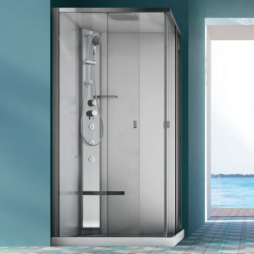 Многофункциональная душевая кабина - SOUND - Geromin - из кристалла / из алюминия / с раздвижными дверями