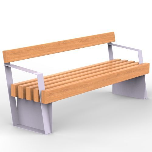 Современная скамейка - FASSA bench - CITYSì - из дерева / из окрашенной стали / со спинкой