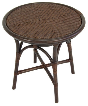 Классический вспомогательный столик - TS-006 - Yamakawa Rattan Japan Inc. - из ротанга / круглый / для бытового использования