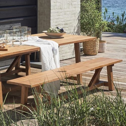 Классическая скамейка для сада - George - Sika-Design - из тикового дерева / без спинки / без подлокотников