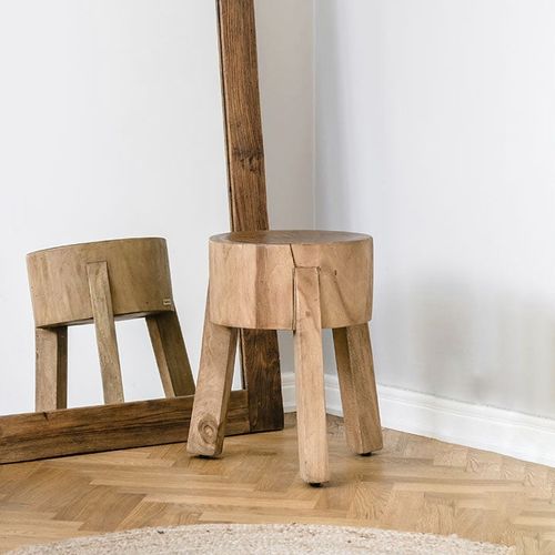 Современный табурет - Roger - Sika-Design - из тикового дерева / с основанием из древесины / 3 ножки