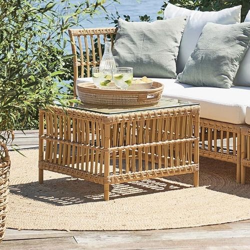 Современный вспомогательный столик - Caroline - Sika-Design - из стекла / с основанием из алюминия / с основанием из ротанга
