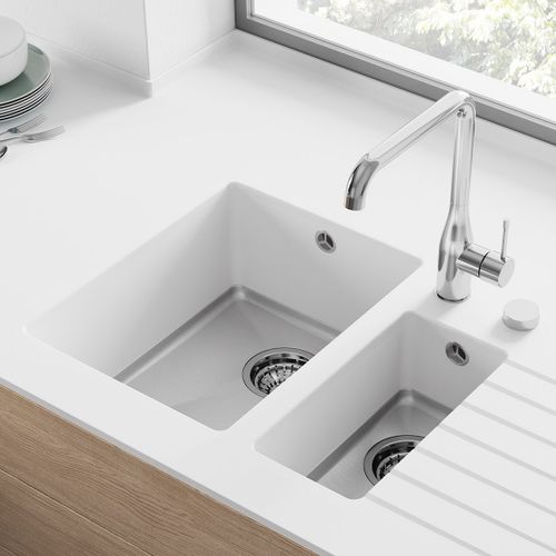 Кухонная раковина 2 чаши - FSP-15 - Hasenkopf - с сушкой / из Corian® / интегрированная
