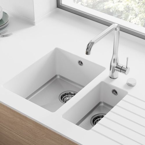 Кухонная раковина 2 чаши - FSP-12 - Hasenkopf - с сушкой / из Corian® / интегрированная