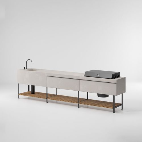 Кухня для наружного применения - KSA604100 - KETTAL - современная / алюминий / из дерева