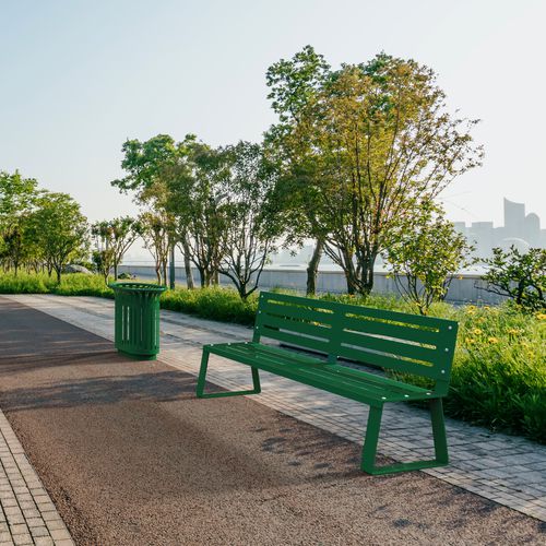 Общественная скамейка минималистский дизайн - BALLADE - ROSSIGNOL - из стали, покрытой порошком / со спинкой / без спинки