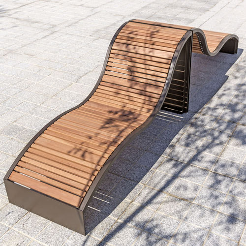 Современный садовый шезлонг - SOHA - Concept Urbain - из экзотических пород дерева / из стального листа / для общественных мест