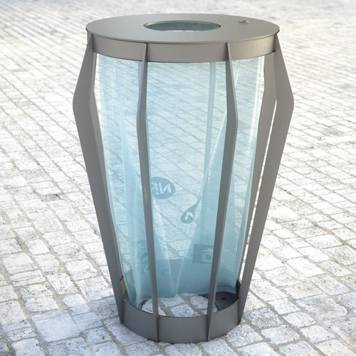 Общественный держатель для мусорного пакета - SOHA - Concept Urbain - напольный / из гальванизированной стали / с крышкой