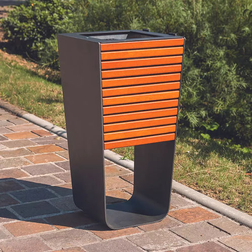Мусорный контейнер из стального листа - KARMA - Concept Urbain - из экзотических пород дерева / для наружного применения / для общественных мест