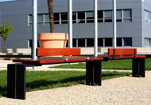 Современная общественная скамейка - C & D ÉVÉOLE - Concept Urbain - из экзотических пород дерева / из стали / из чугуна