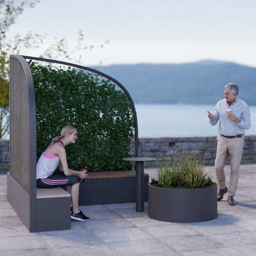 Современная общественная скамейка - FRESH CORNER - Concept Urbain - из дерева / из камня / со спинкой