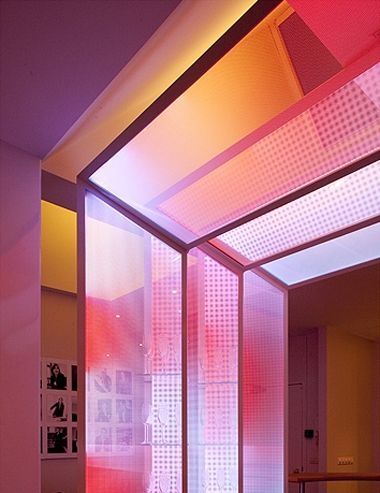 Декорированная стеклянная панель - LEDINGLASS™  QUANTUM - Miroiterie de Chartreuse - полупрозрачная / цветная / для внутренней компоновки