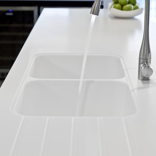 Рабочая поверхность из Solid Surface - ASPEN GLACIER  AG612 - Staron Solid Surfaces - для кухни / для ванной комнаты / белая