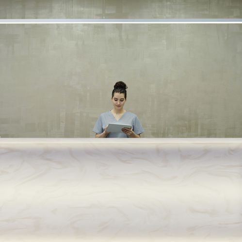 Рабочая поверхность из Solid Surface - Flat White VF345 - Staron Solid Surfaces - для профессионального использования / белая / многоцветная
