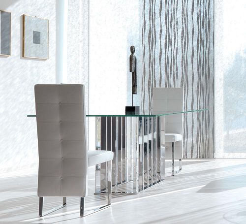 Современный стол - LIFE CLASS : PLACE VENDOME 220 - Italy Dream Design - из стекла / из мрамора / с основанием из хромированного металла