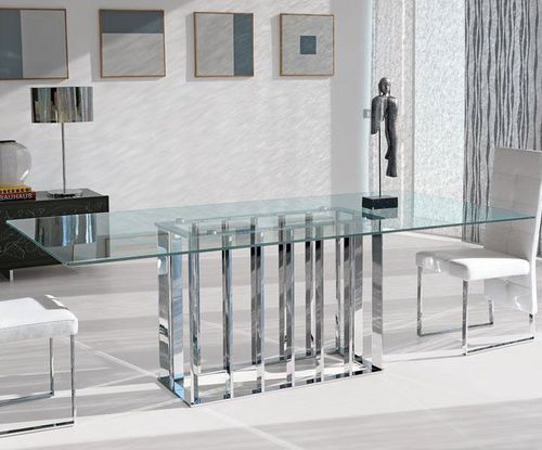 Современный стол - LIFE CLASS : PLACE VENDOME 250 - Italy Dream Design - из стекла / из мрамора / с основанием из хромированного металла