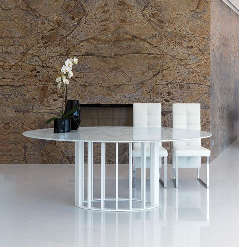 Современный стол - LIFE CLASS : EMBASSY - Italy Dream Design - из мрамора / с основанием из хромированного металла / с основанием из лакированного металла