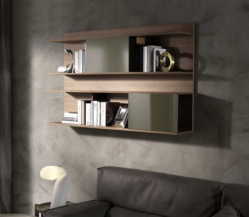 Настенный книжный шкаф - Hugo - Italy Dream Design - современный / из ясеня / из стекла