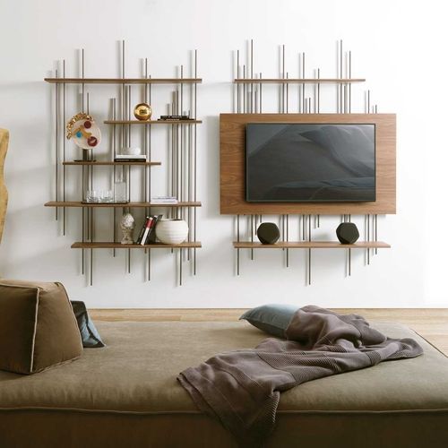 Настенная система полок - Bambou - Italy Dream Design - современная / из металла / из дерева