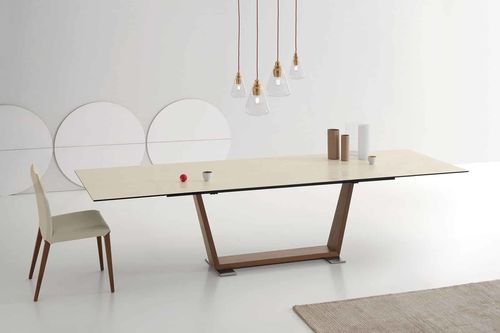 Обеденный стол из керамики - DOLY - Italy Dream Design - с основанием из древесины / с основанием из нержавеющей стали / прямоугольный