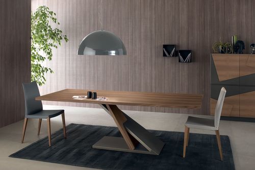 Современный обеденный стол - JAVA - Italy Dream Design - из фанерованной древесины / с основанием из металла / с основанием из лакированного металла