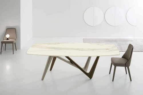 Современный обеденный стол - EDGE - Italy Dream Design - из керамики / с основанием из полиуретана / прямоугольный